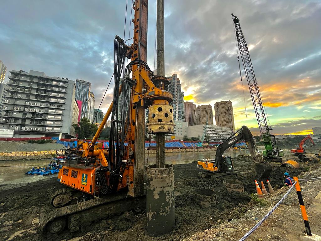 Drilling and backfilling works for the flood protection project