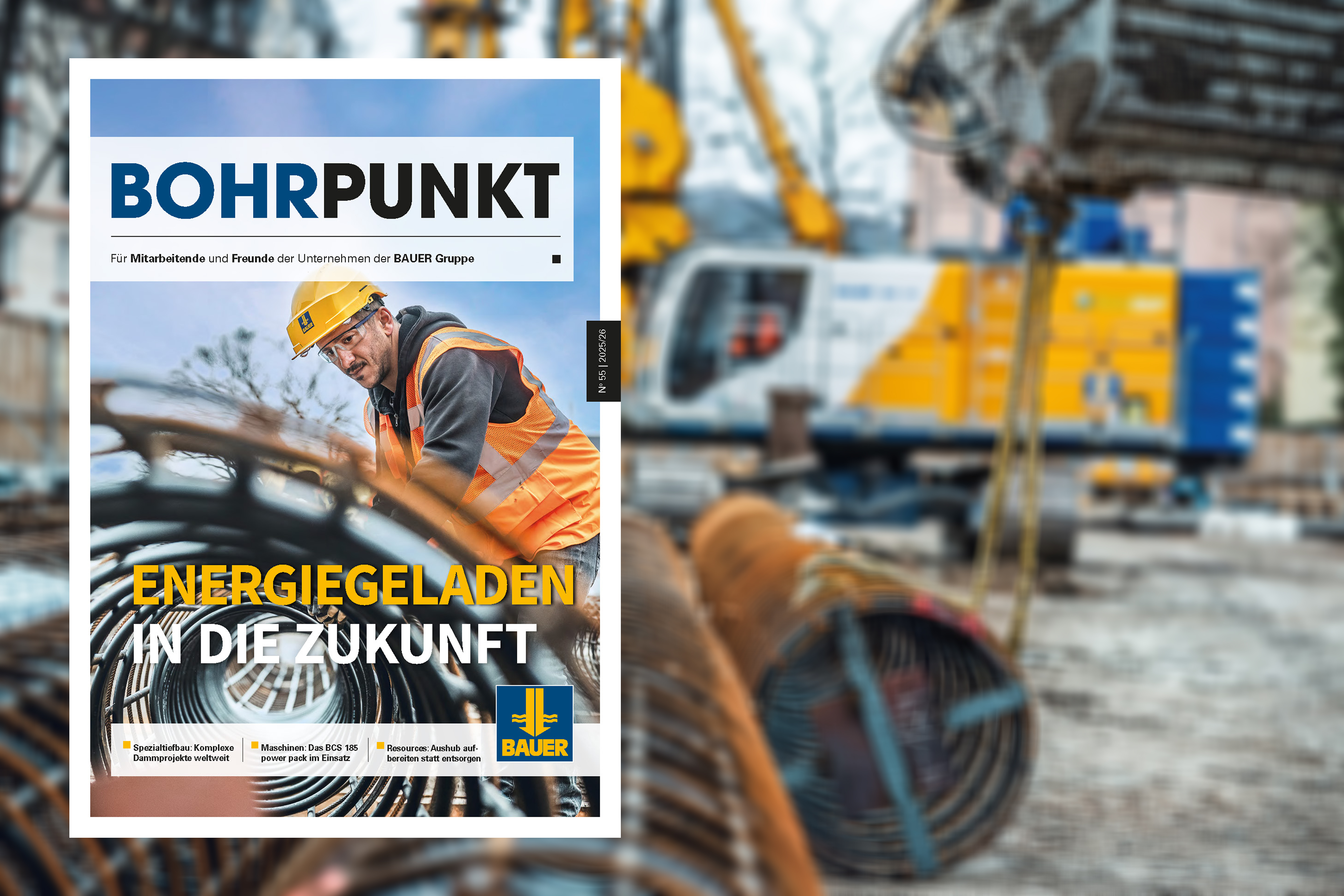 Cover Bohrpunkt 55 - Jahresmagazin der BAUER Gruppe 