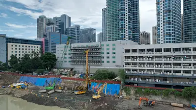 Drilling and backfilling works for the flood protection project