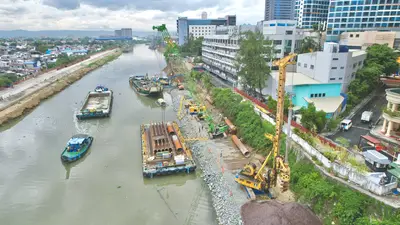 Drilling and backfilling works for the flood protection project