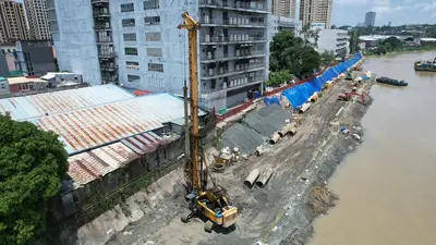 Drilling and backfilling works for the flood protection project